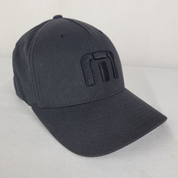 Travis Mathew Golf Hat Cap Men S/M FlexFit Black Monochrome Logo Stretch Yupoong - Picture 5 of 9